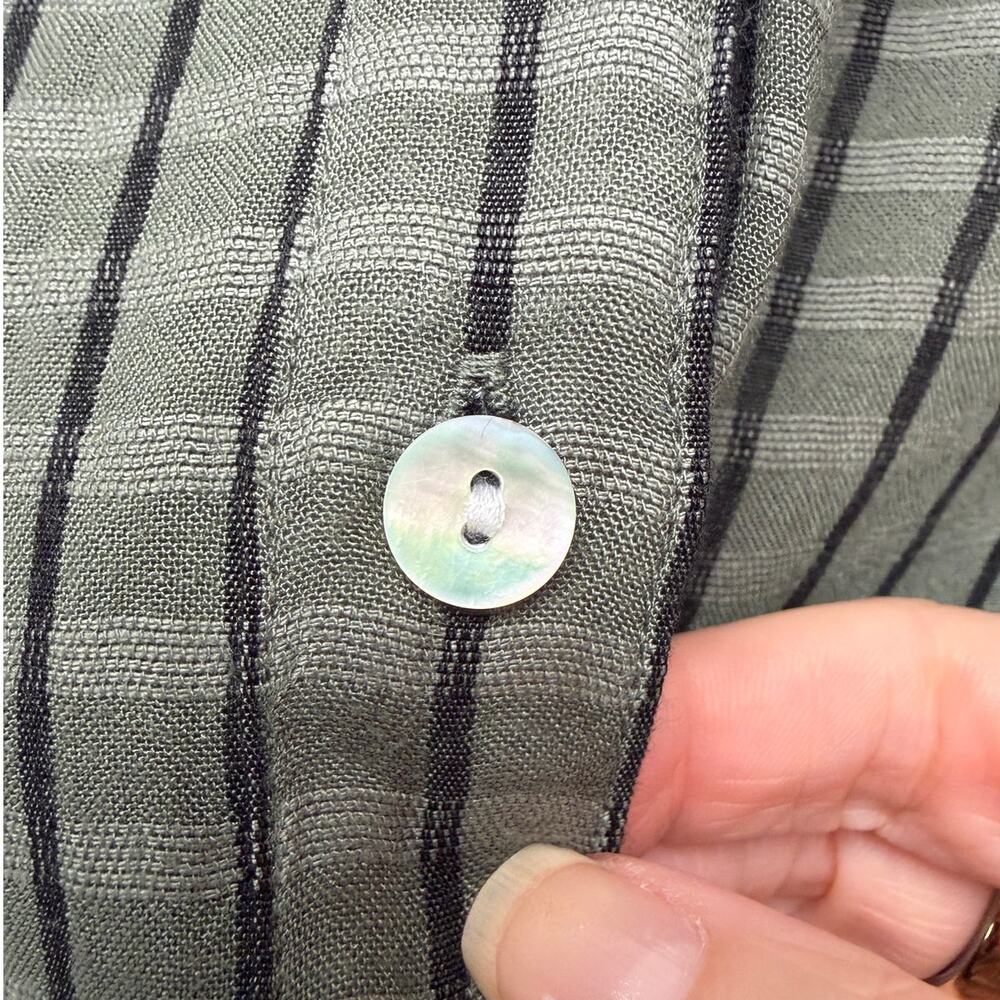 Cloth and Stone Green Plaid Puff Sleeve Linen Buttondown Women's US S - Picture 10 of 13